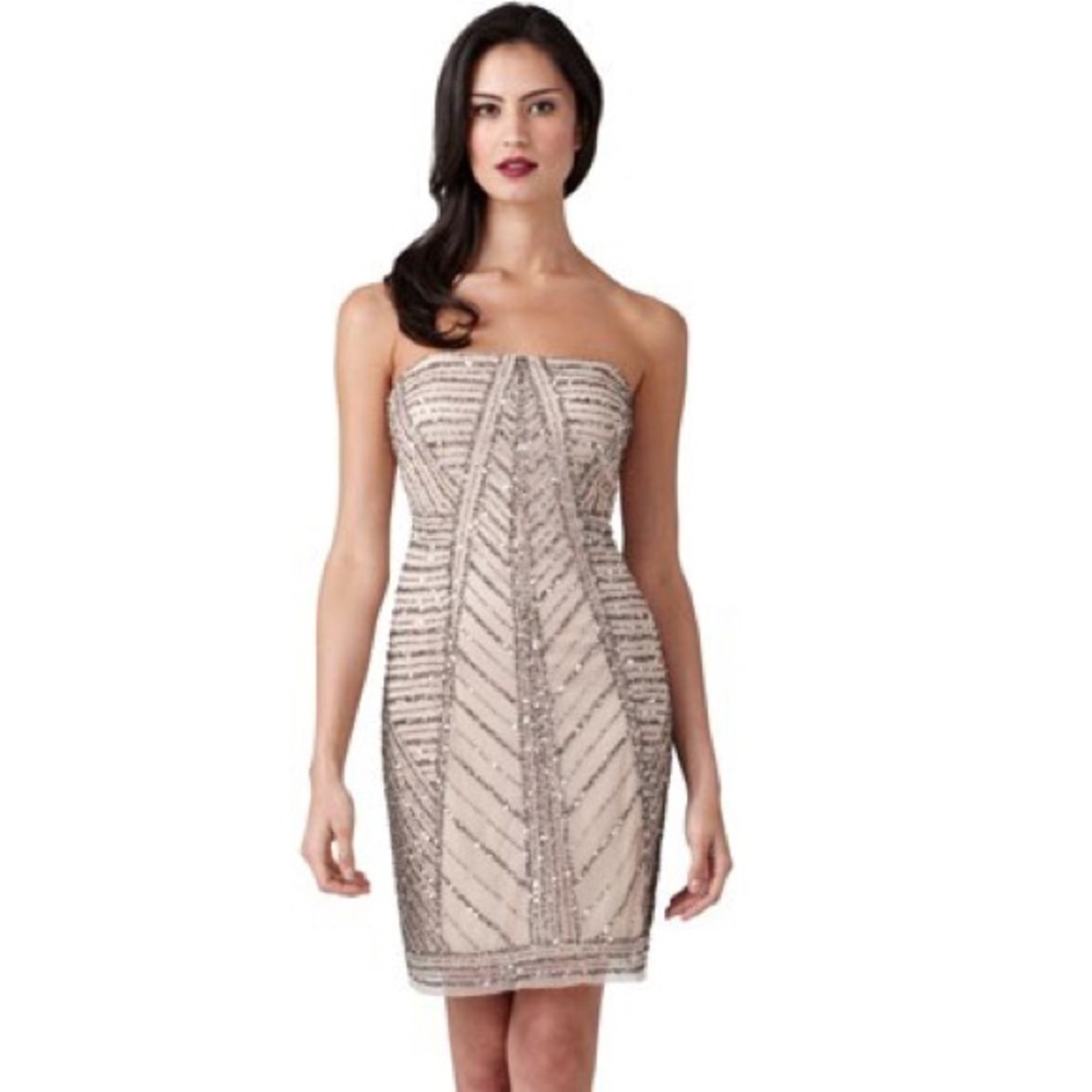 NWT Adrianna Papell Strapless Beaded Dress